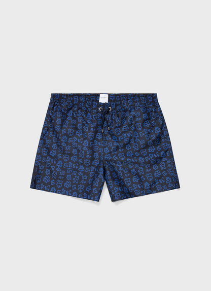 Mens Drawstring Swim Short In Painted Flower Print Mshr3705P Buvf