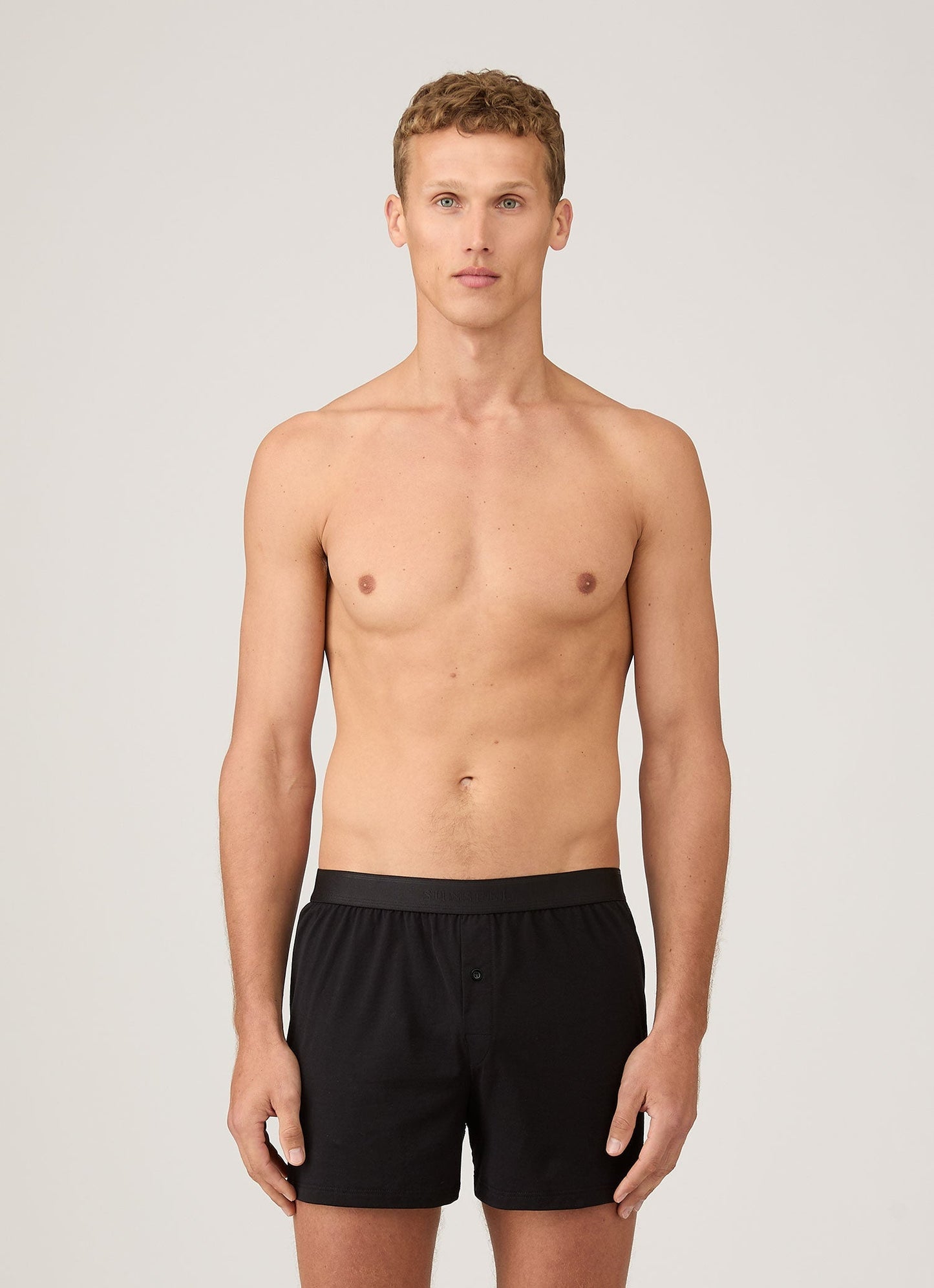 Mens Superfine Cotton One Button Shorts In Black
