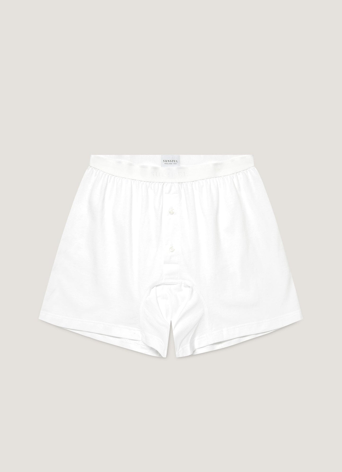 Mens Superfine Cotton Two Button Shorts In White