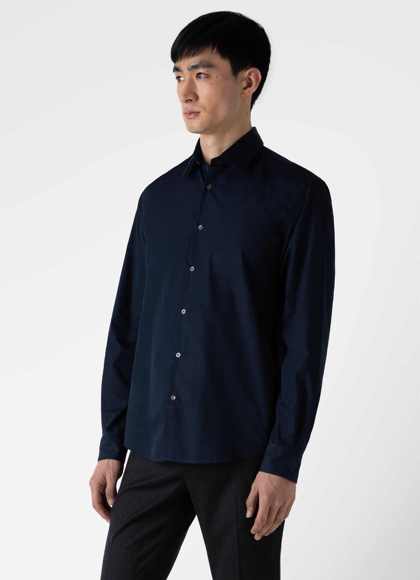 Mens Sea Island Cotton Smart Shirt In Navy
