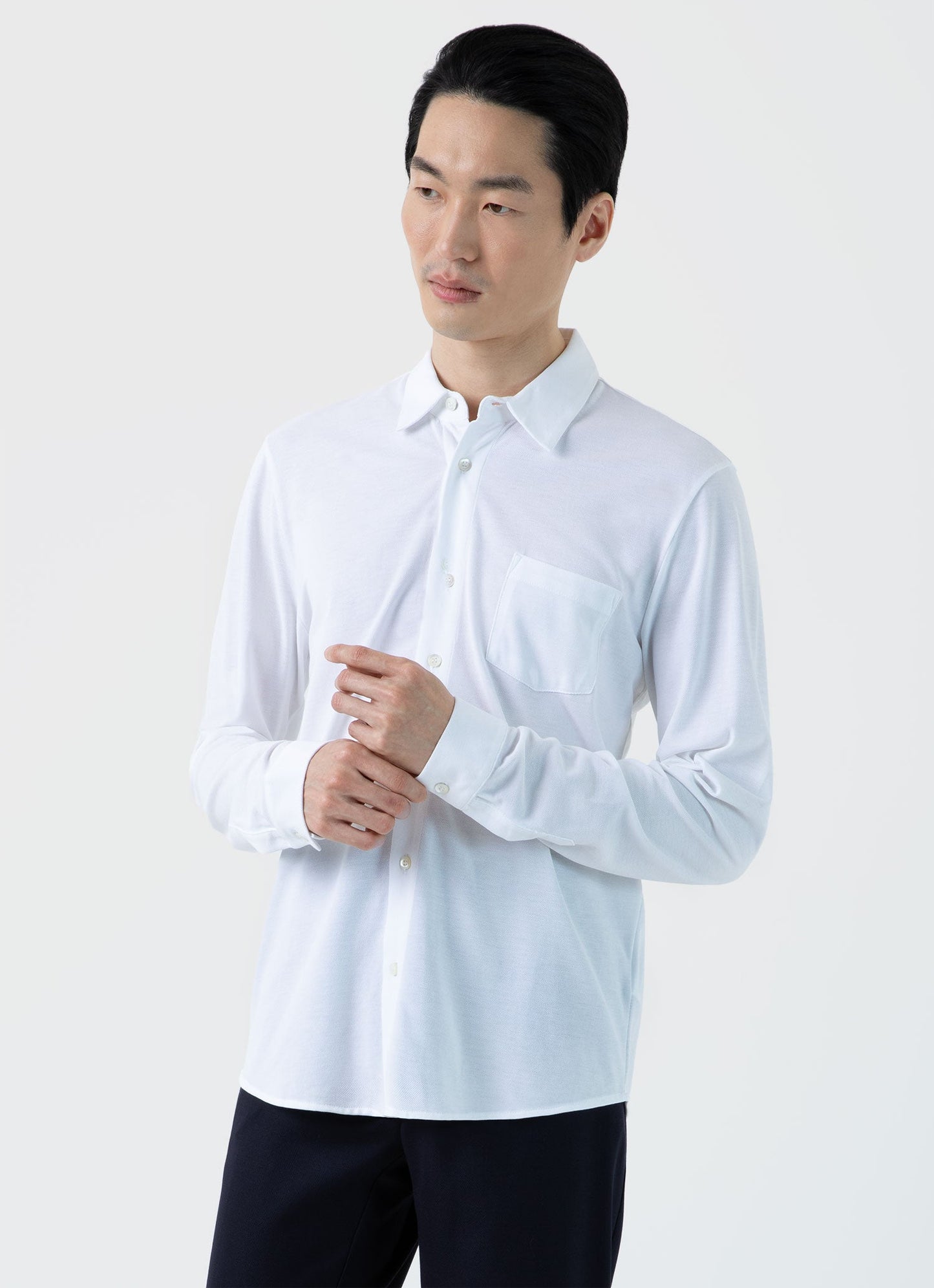 Mens Pima Pique Shirt In White