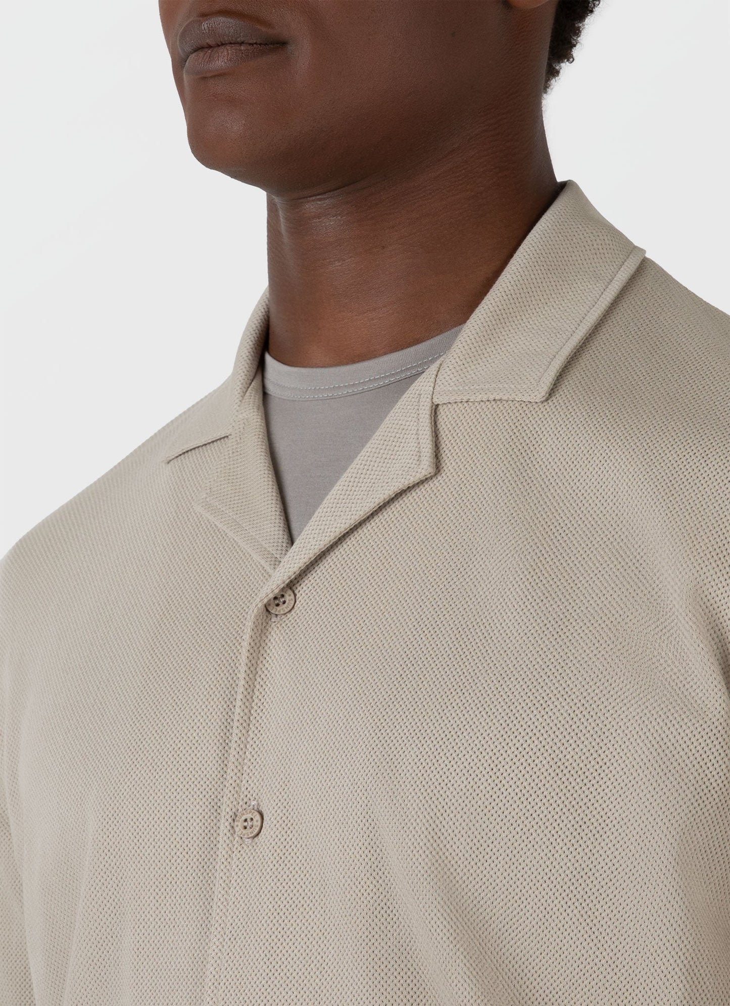 Mens Riviera Camp Collar Shirt In Ash Grey Msht2046 Gyew