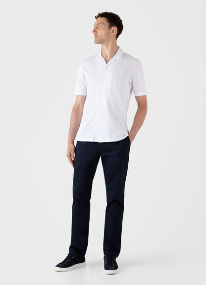 Mens Cotton Riviera Camp Collar Shirt In White