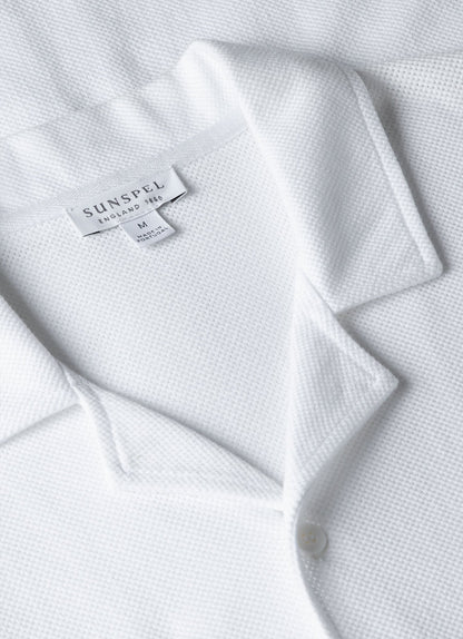 Mens Cotton Riviera Camp Collar Shirt In White