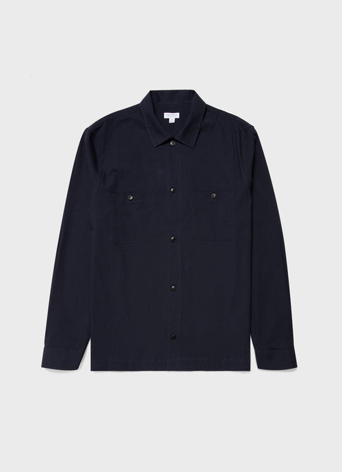 Men S Seersucker Overshirt In Navy Msht2054 Buaa
