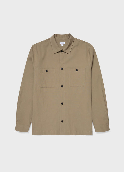 Mens Seersucker Overshirt In Dark Stone Msht2054 Whdc