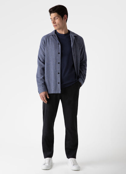 Mens Heavy Flannel Overshirt In Blue Melange Msht2067 Buht