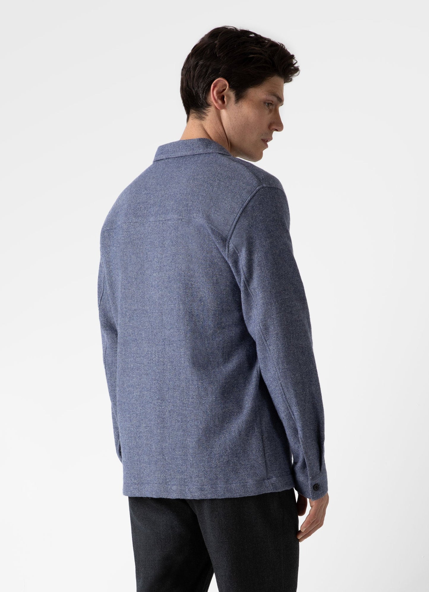 Mens Heavy Flannel Overshirt In Blue Melange Msht2067 Buht