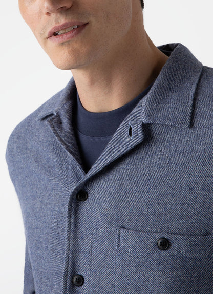 Mens Heavy Flannel Overshirt In Blue Melange Msht2067 Buht