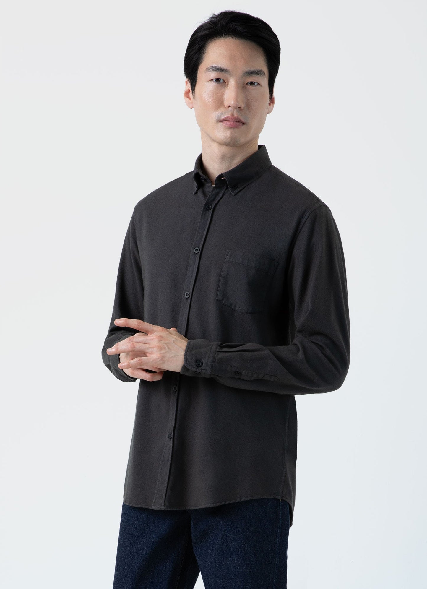 Mens Brushed Cotton Flannel Shirt In Anthracite Msht2074 Gyen