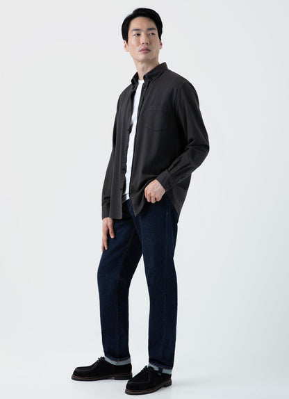 Mens Brushed Cotton Flannel Shirt In Anthracite Msht2074 Gyen