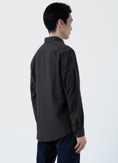 Mens Brushed Cotton Flannel Shirt In Anthracite Msht2074 Gyen