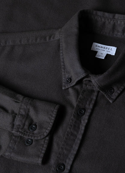 Mens Brushed Cotton Flannel Shirt In Anthracite Msht2074 Gyen