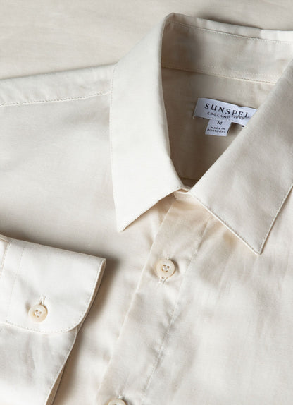 Mens Cotton Cashmere Shirt In Ecru Msht2076 Whcr