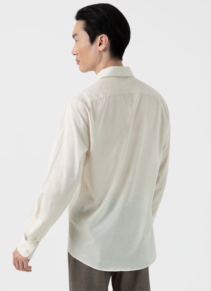 Mens Cotton Cashmere Shirt In Ecru Msht2076 Whcr