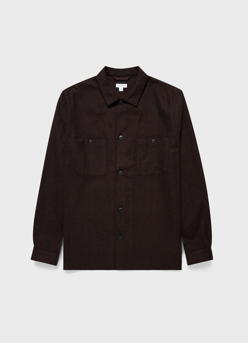 Mens Herringbone Overshirt In Cocoa Brown Msht2095 Brfn