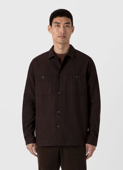 Mens Herringbone Overshirt In Cocoa Brown Msht2095 Brfn