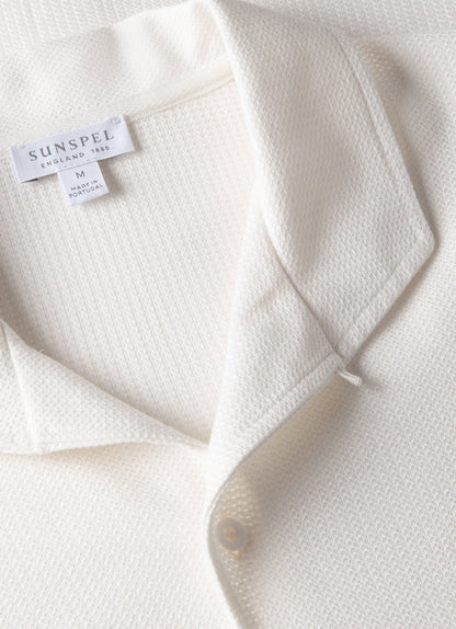 Mens Short Sleeve Textured Jersey Shirt In Ecru Msht2109 Whcr