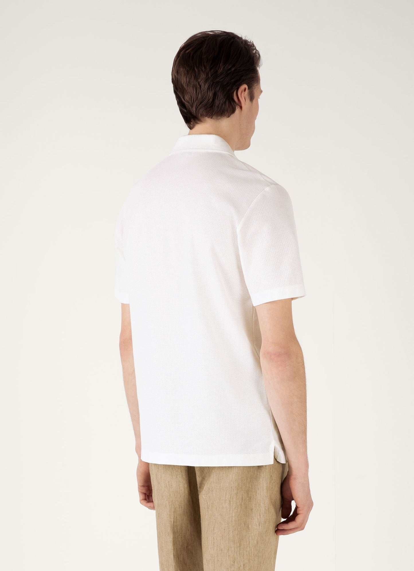 Mens Short Sleeve Textured Jersey Shirt In Ecru Msht2109 Whcr