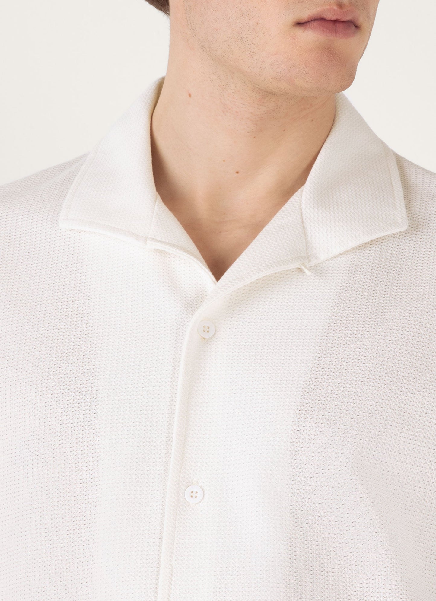Mens Short Sleeve Textured Jersey Shirt In Ecru Msht2109 Whcr