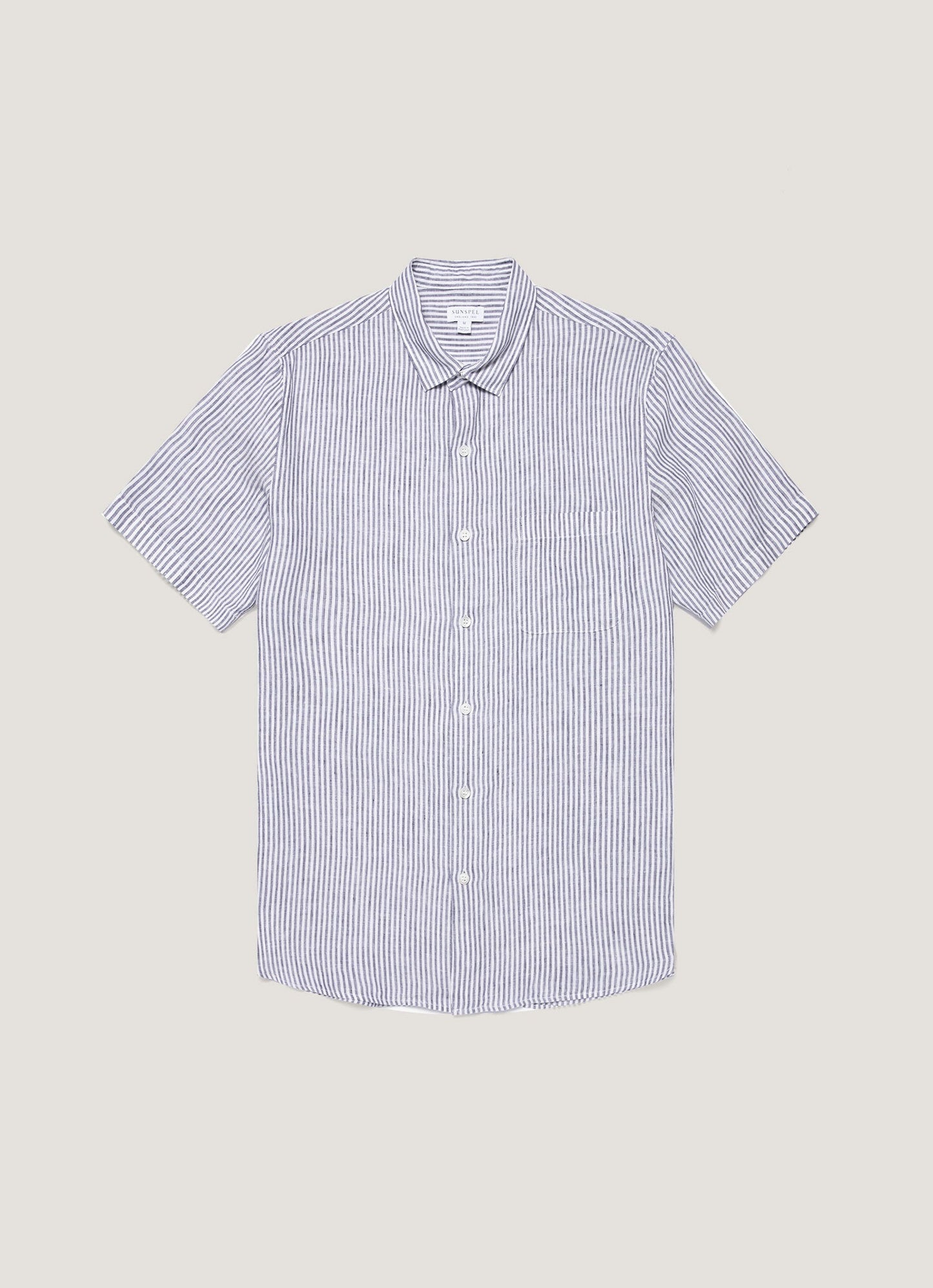Mens Short Sleeve Linen Shirt In White Navy Msht2119 Stoa