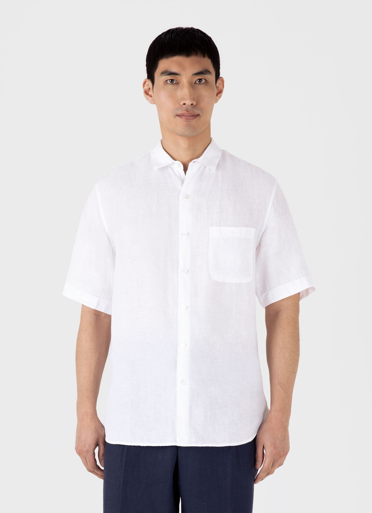 Mens Short Sleeve Linen Shirt In White Msht2039 Whaa