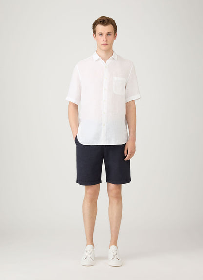 Mens Short Sleeve Linen Shirt In White Msht2119 Whaa