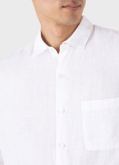Mens Short Sleeve Linen Shirt In White Msht2039 Whaa