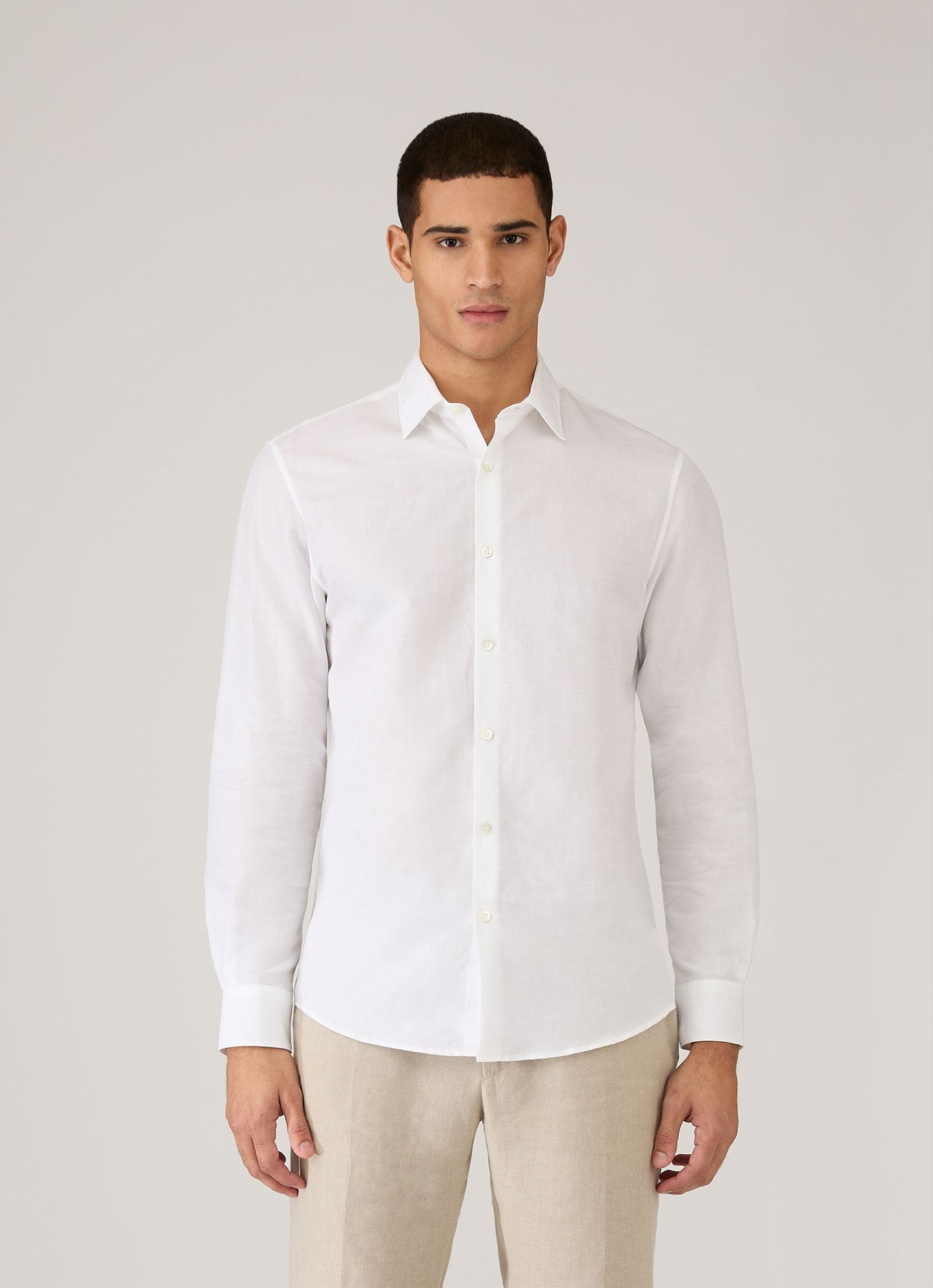 Mens Sea Island Cotton Linen Shirt In White Msht2125 Whaa