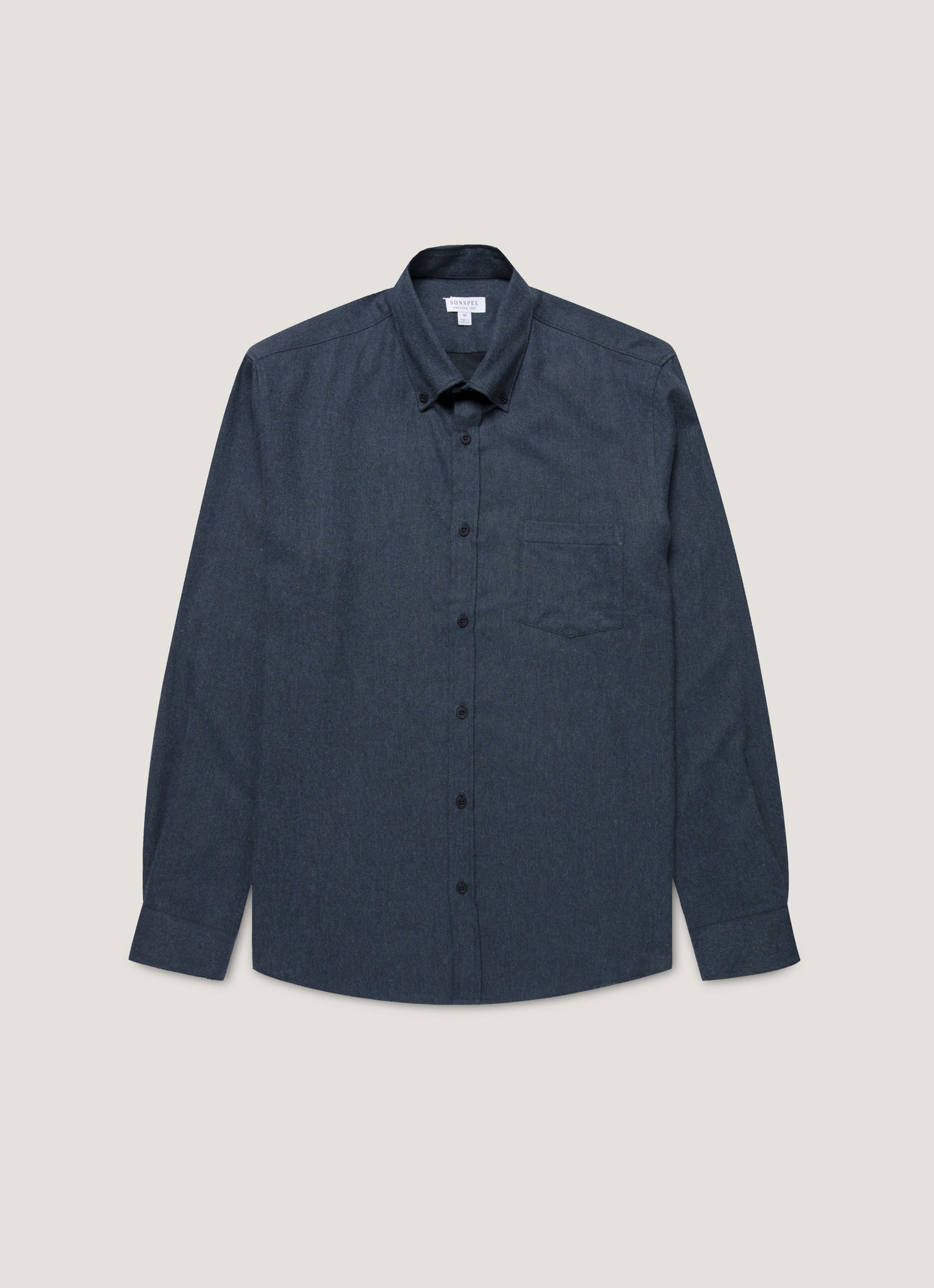 Mens Button Down Flannel Shirt In Selvedge Blue Melange Msht2131 Buwn