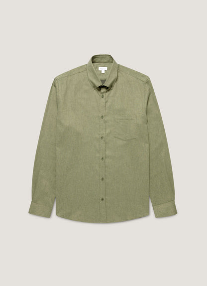 Mens Button Down Flannel Shirt In Sea Moss Melange Msht2131 Gniq