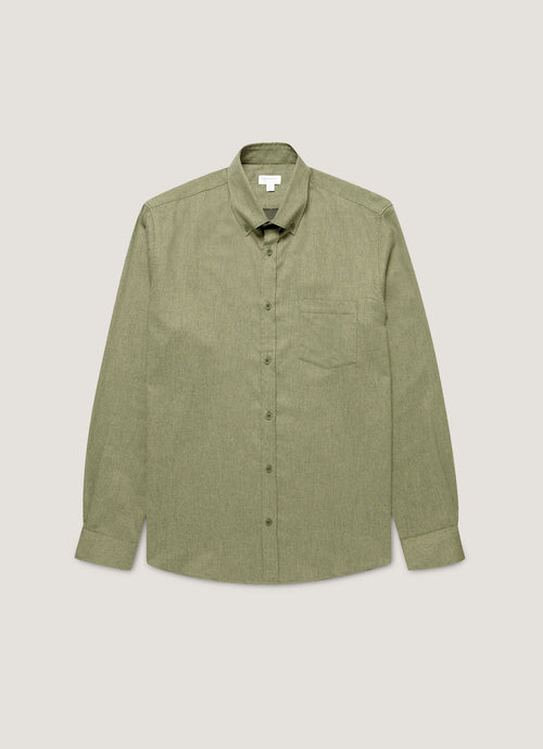 Mens Button Down Flannel Shirt In Sea Moss Melange Msht2131 Gniq