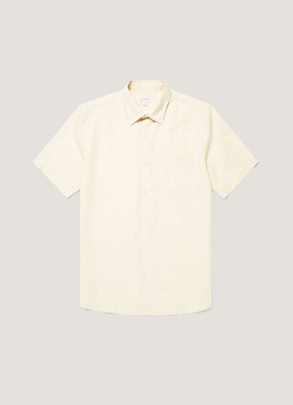 Mens Short Sleeve Cotton Linen Shirt In Ecru Msht2141 Whcr