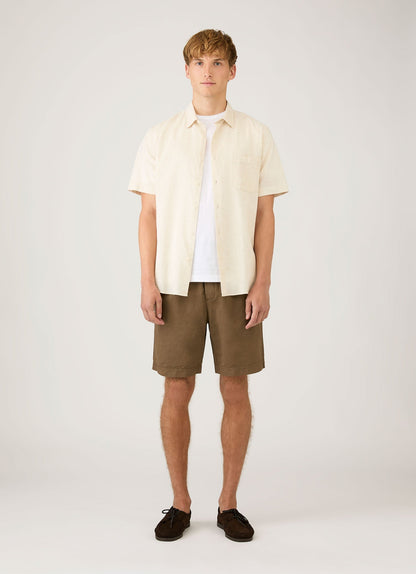 Mens Short Sleeve Cotton Linen Shirt In Ecru Msht2141 Whcr