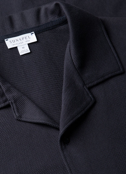 Mens Riviera Camp Collar Shirt In Navy Msht2147 Buaa