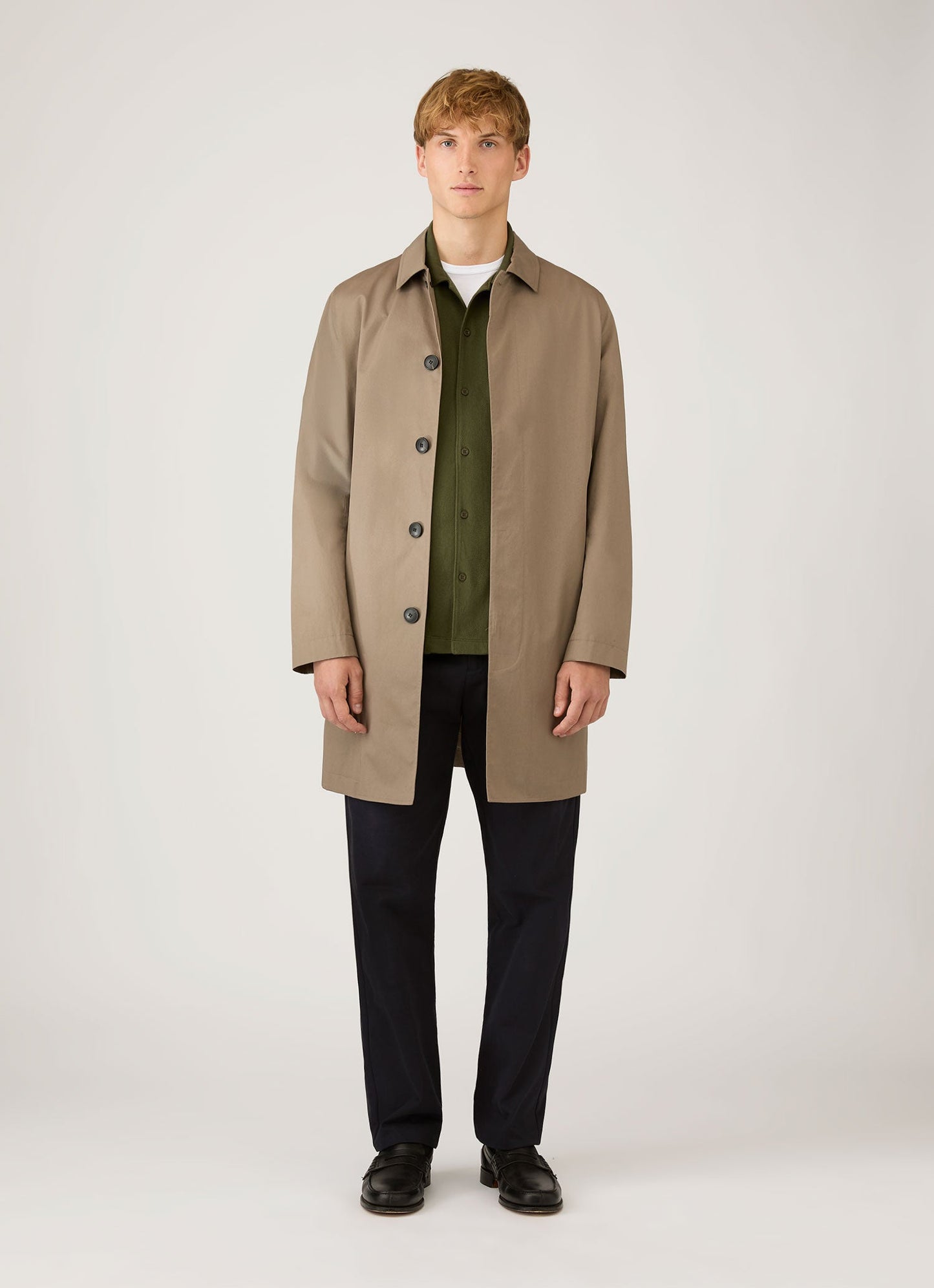 Mens Riviera Camp Collar Shirt In Deep Olive Msht2147 Gniz