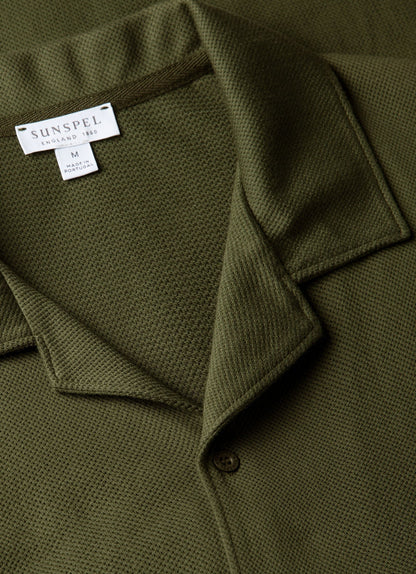 Mens Riviera Camp Collar Shirt In Deep Olive Msht2147 Gniz