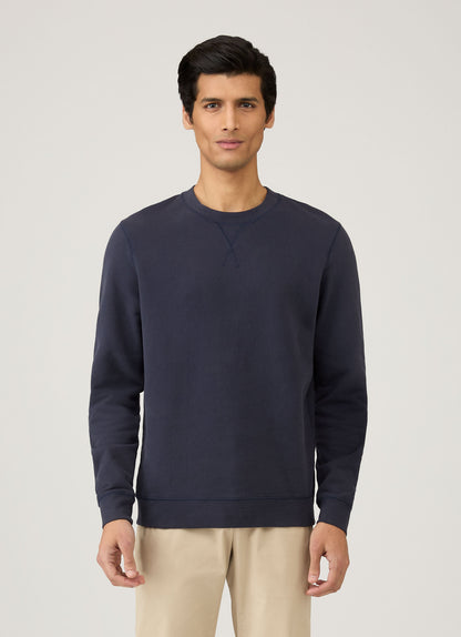 Mens Cotton Loopback Sweatshirt In Navy