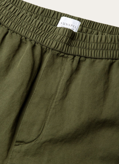 Mens Cotton Linen Drawstring Trouser In Deep Olive Mtrs3135 Gniz