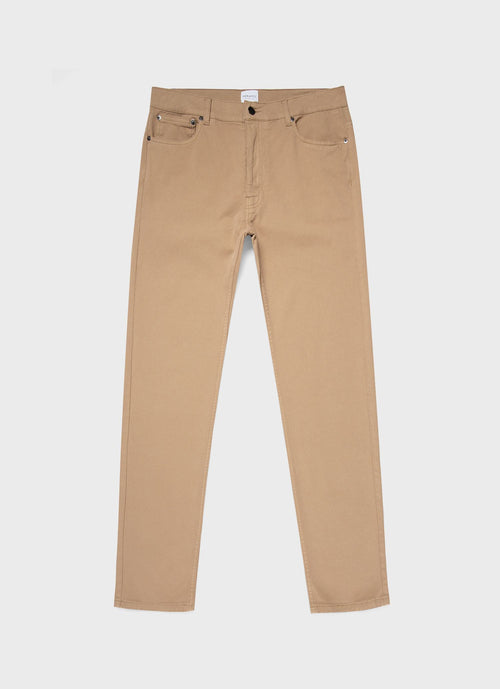 Mens Cotton Twill 5 Pocket Trouser In Stone