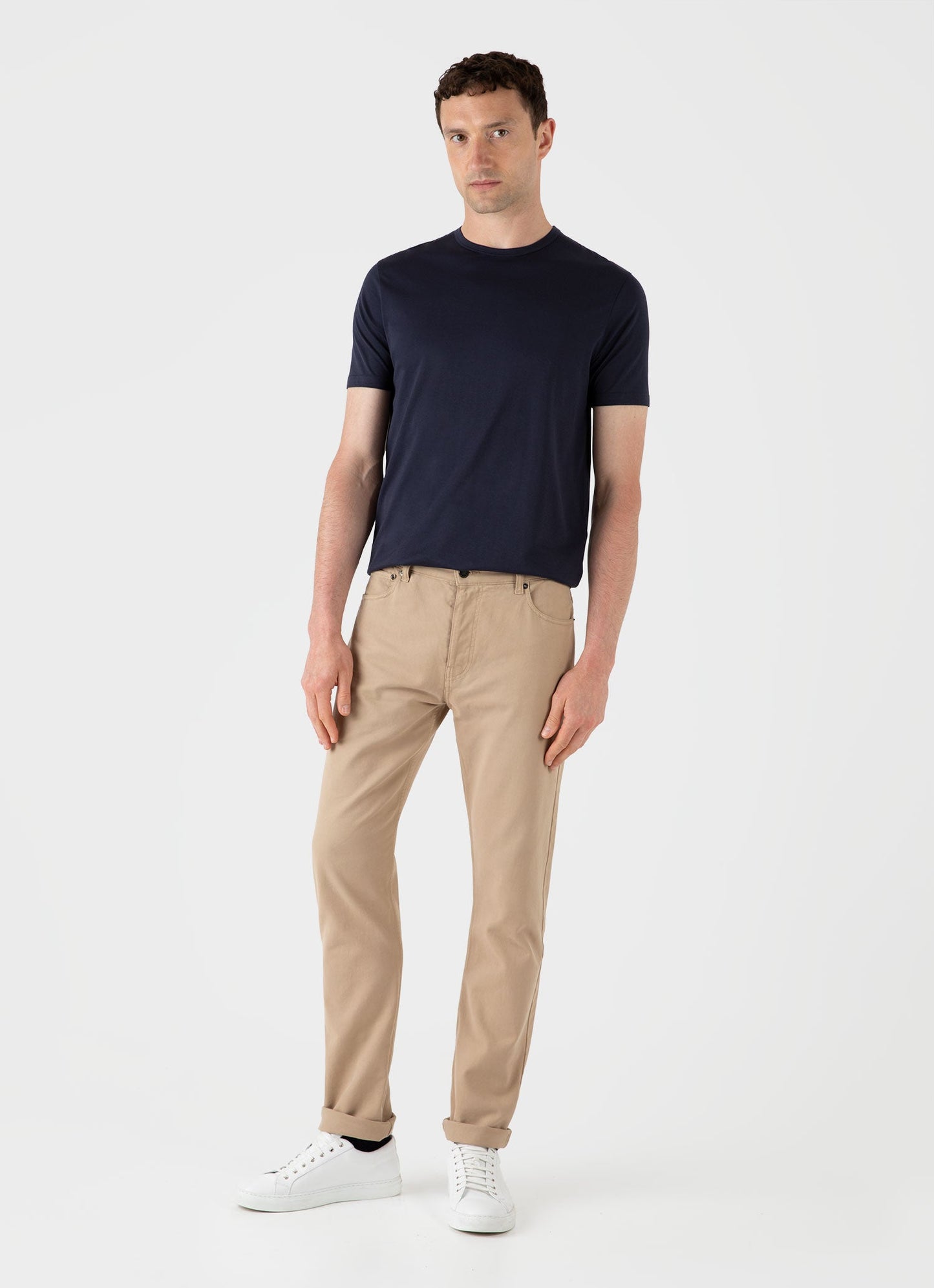 Mens Cotton Twill 5 Pocket Trouser In Stone