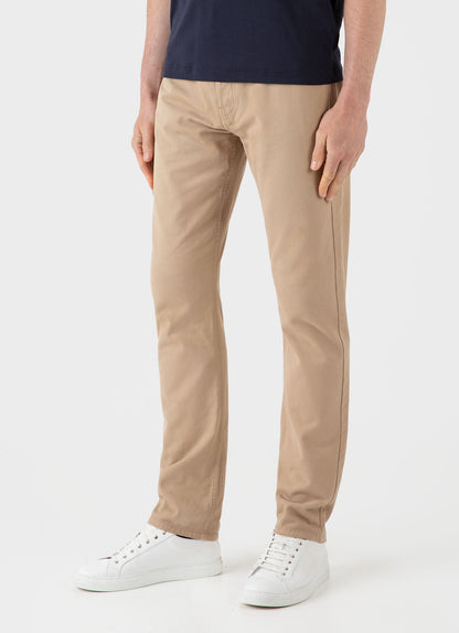 Mens Cotton Twill 5 Pocket Trouser In Stone
