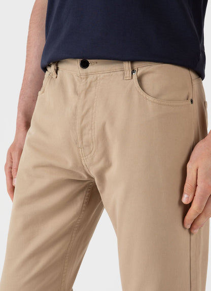 Mens Cotton Twill 5 Pocket Trouser In Stone