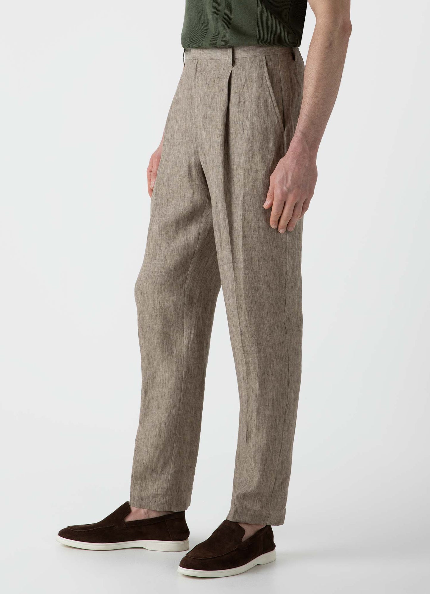 Mens Tailored Relaxed Fit Trouser In Dark Stone