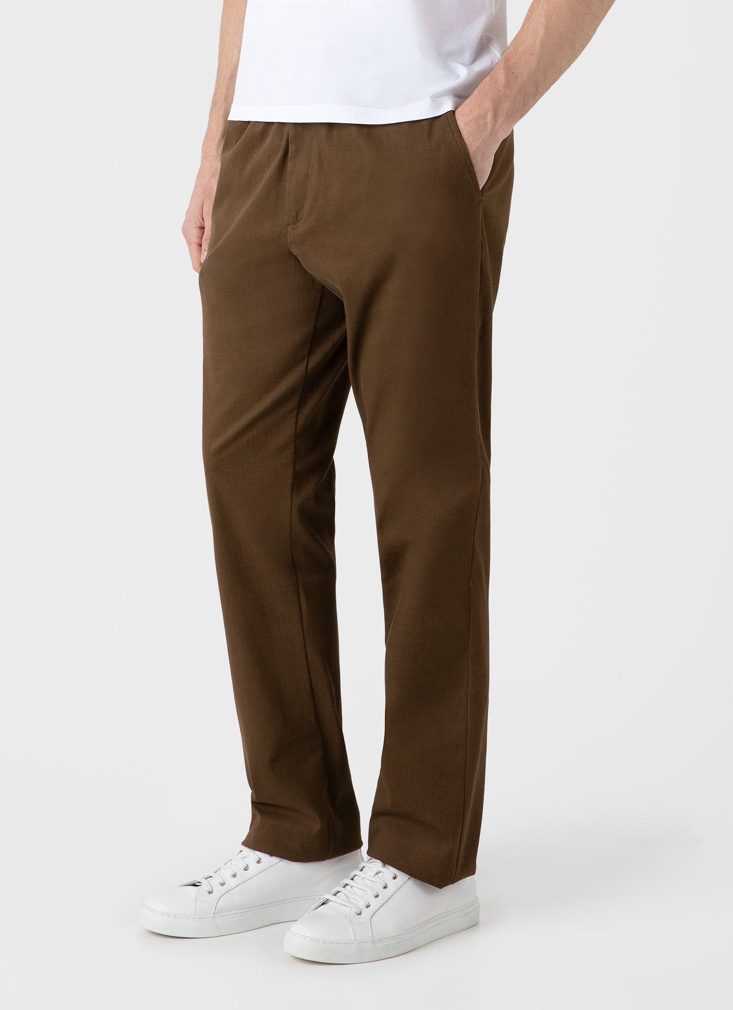 Mens Brushed Cotton Wool Drawstring Trouser In Dark Stone Mtrs3083 Whdc