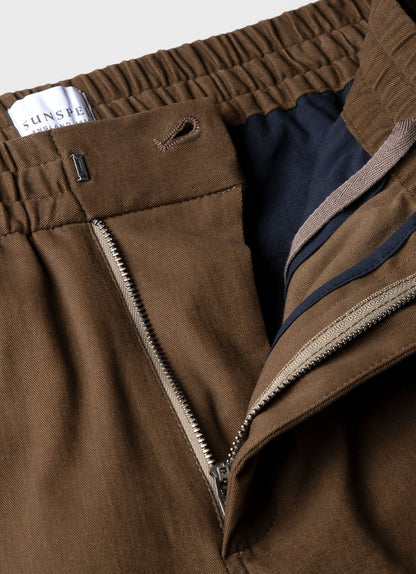 Mens Brushed Cotton Wool Drawstring Trouser In Dark Stone Mtrs3083 Whdc