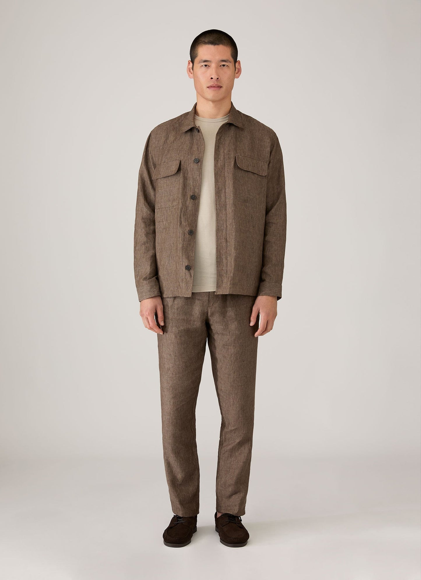 Mens Linen Drawstring Trouser In Dark Walnut Mtrs3092 Brgw