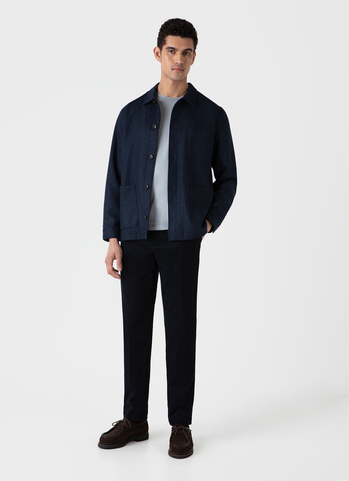 Mens Brushed Cotton Wool Trouser In Navy Mtrs3095 Buaa