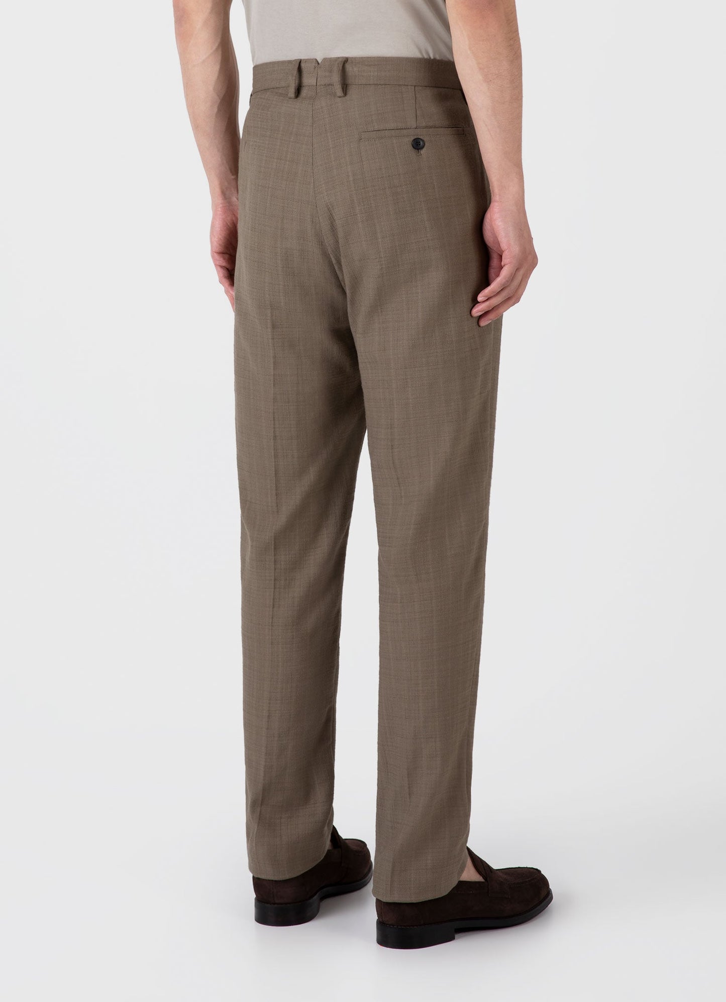 Mens Cotton Raffia Pleat Trouser In Dark Stone Mtrs3107 Whdc
