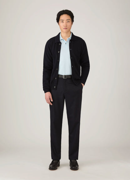 Mens Wool Cashmere Flannel Trouser In Navy Mtrs3125 Buaa